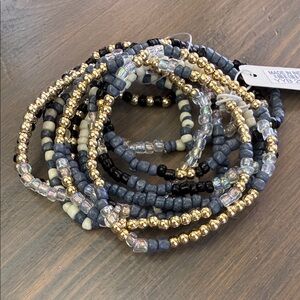 Elegant Beaded Bracelet blue hues Set